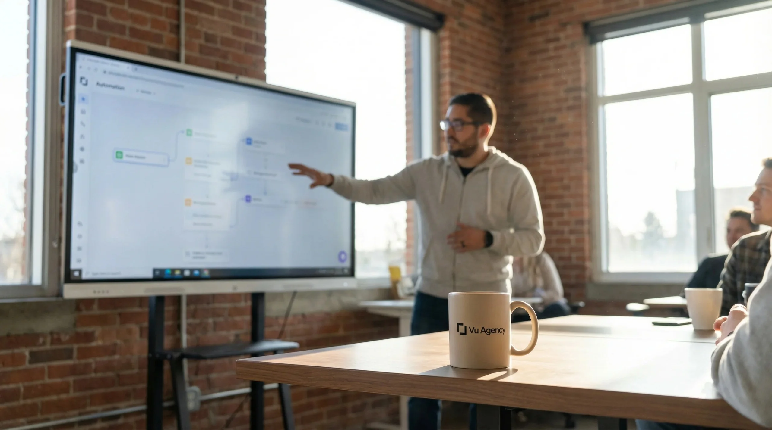 Phil presenting AI workshop to clients